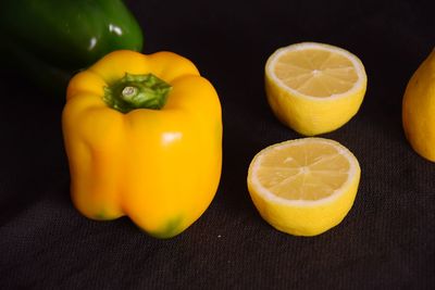 Close-up of yellow fruits on table