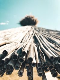 Close-up of stack of firewood