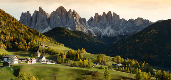 Panoramic view of landscape and mountains against sky