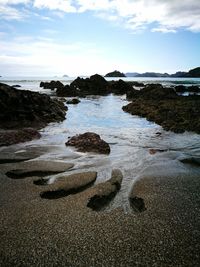 Scenic view of beach against sky