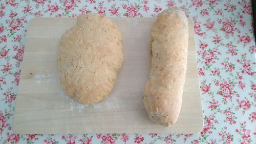 High angle view of bread on table