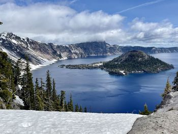 Panoramic view of crater lake