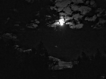 Low angle view of silhouette moon against sky at night