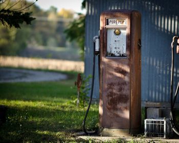 Rusty metallic abandoned fuel pump