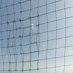 Low angle view of fence against clear sky