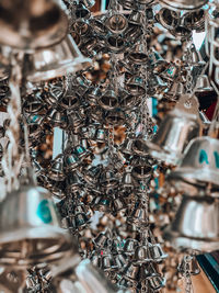 Full frame shot of bells hanging for sale