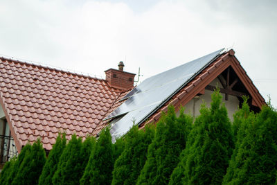 House roof with photovoltaic modules.