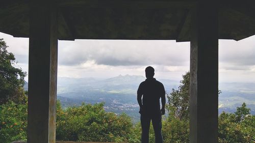 Rear view of man looking at view