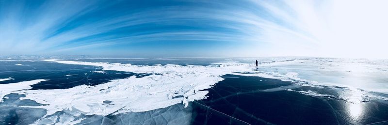 Scenic view of frozen sea against sky