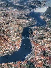 Aerial view of river in city