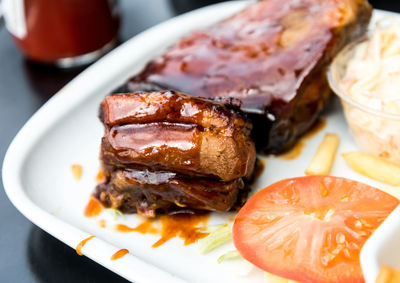 Brisket glazed in barbecue sauce