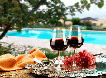 Close-up of wine glass on table