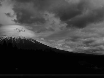 Scenic view of silhouette mountains against sky