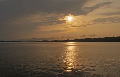 Sunrise into the clouds in the north woods on saganaga lake in quetico provincial park in ontario