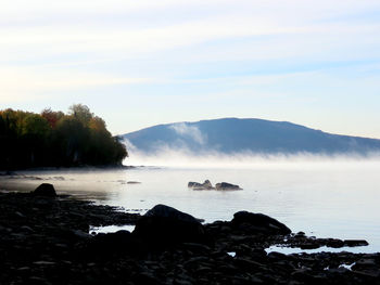 Scenic view of lake against sky