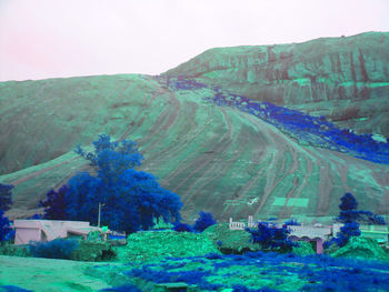 Scenic view of mountains against clear sky