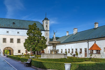 Cerveny kamen castle is a 13th-century castle in southwestern slovakia. courtyard of the castle