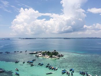 High angle view of beach against sky