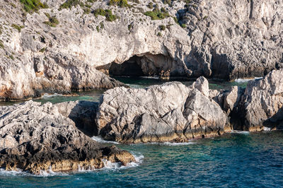 Scenic view of sea and rocks