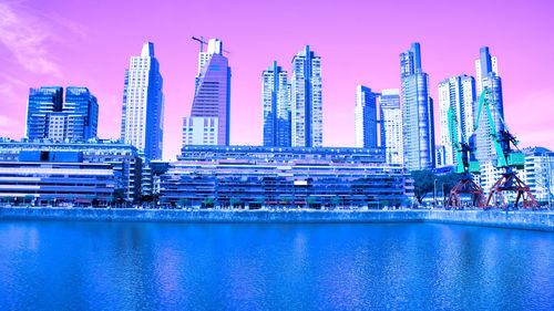 Reflection of modern buildings in water