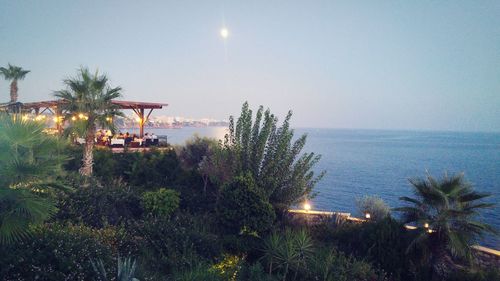 Scenic view of sea against clear sky