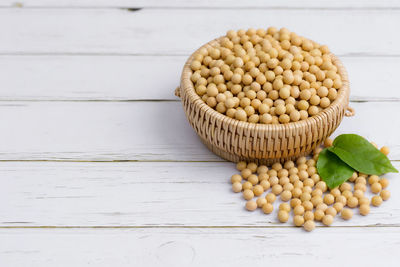 High angle view of eggs on table