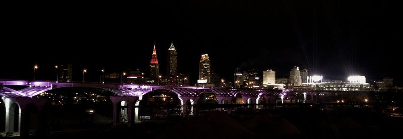 Illuminated city at night