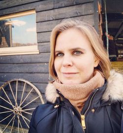 Portrait of smiling woman in winter