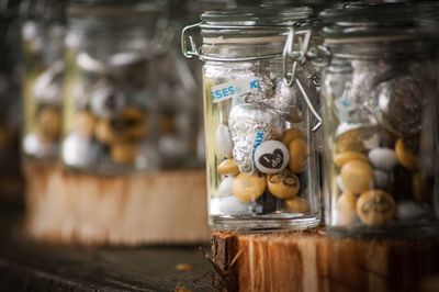 Close-up of jar on table