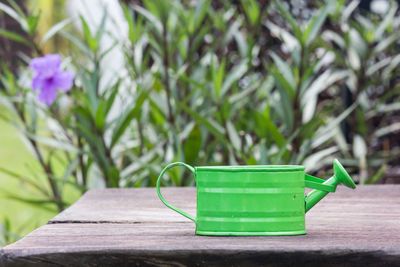 Close-up of green juice on table
