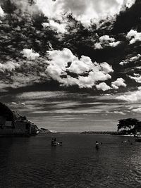 Scenic view of sea against cloudy sky