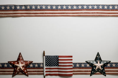 Close-up of flag against white wall