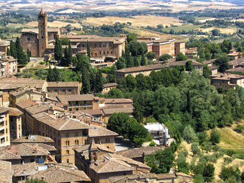 High angle view of town