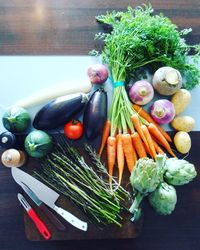 High angle view of vegetables