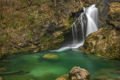 Scenic view of waterfall