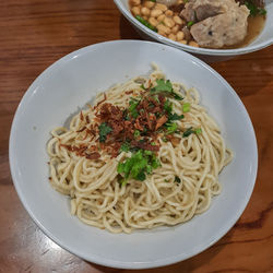 High angle view of meal served in plate