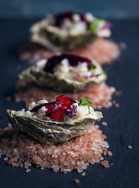 Close-up of strawberries on table
