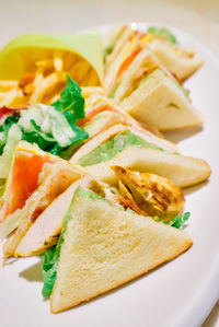Close-up of served food in plate