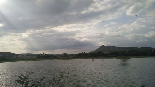 Scenic view of lake against sky