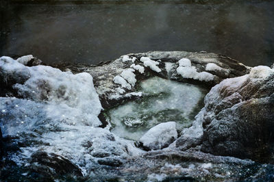 Scenic view of rocks in winter