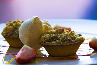 Close-up of served food in plate