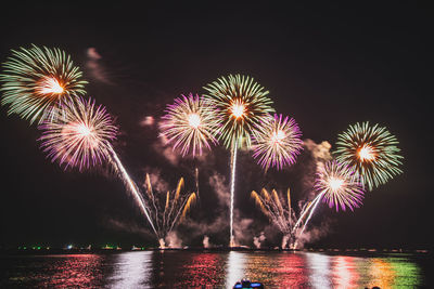 Firework display at night