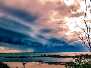 Scenic view of sea against cloudy sky