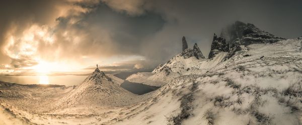 Panoramic view of landscape against sky during winter