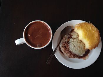 Close-up of breakfast served on table