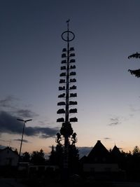 Low angle view of silhouette buildings against sky at sunset