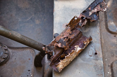 Close-up of rusty machine part