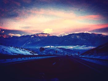 Snow covered mountain road