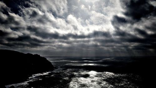 Scenic view of sea against cloudy sky