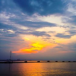 Scenic view of sea against cloudy sky